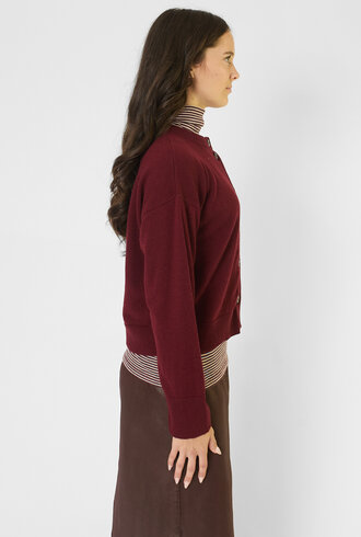 Pomandere  Crew Cardigan Wine Red