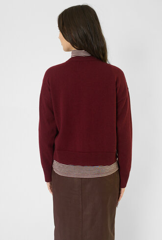 Pomandere  Crew Cardigan Wine Red