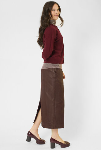 Pomandere  Crew Cardigan Wine Red