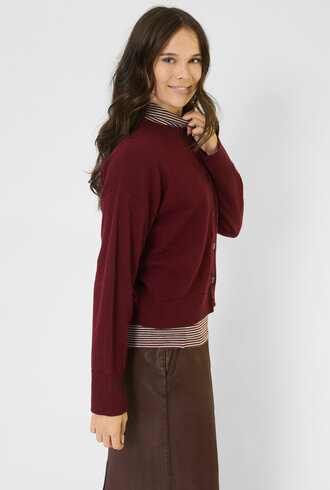 Pomandere  Crew Cardigan Wine Red