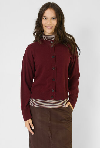 Pomandere  Crew Cardigan Wine Red