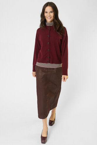 Pomandere  Crew Cardigan Wine Red