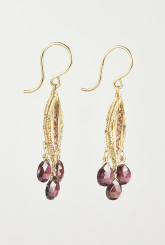 Dana Kellin Fashion Garnet Gold Drop Earrings