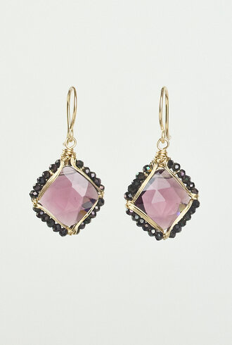 Dana Kellin Fashion Purple Quartz Gold Earrings