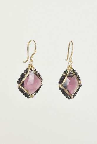 Dana Kellin Fashion Purple Quartz Gold Earrings