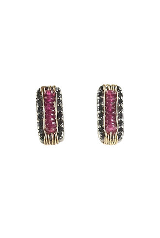 Dana Kellin Fine Black Diamond and Ruby Posted Earrings
