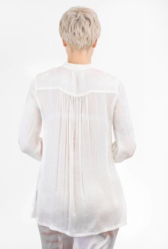 Raquel Allegra Vintage Stripe Empire Blouse Ivory