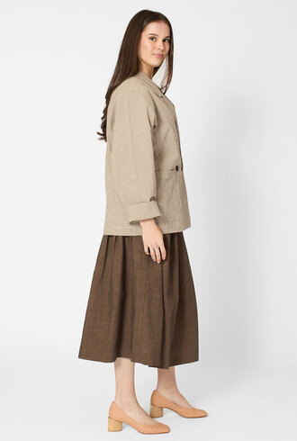 Pomandere Cotton Micro-Check Jacket Chalk