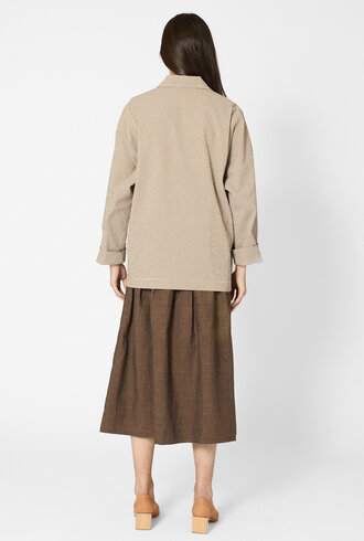 Pomandere Cotton Micro-Check Jacket Chalk