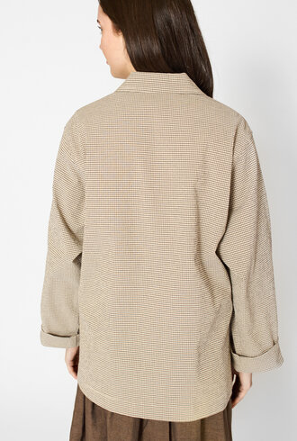 Pomandere Cotton Micro-Check Jacket Chalk