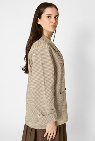 Pomandere Cotton Micro-Check Jacket Chalk