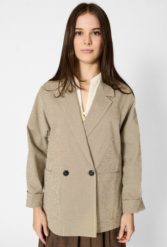 Pomandere Cotton Micro-Check Jacket Chalk