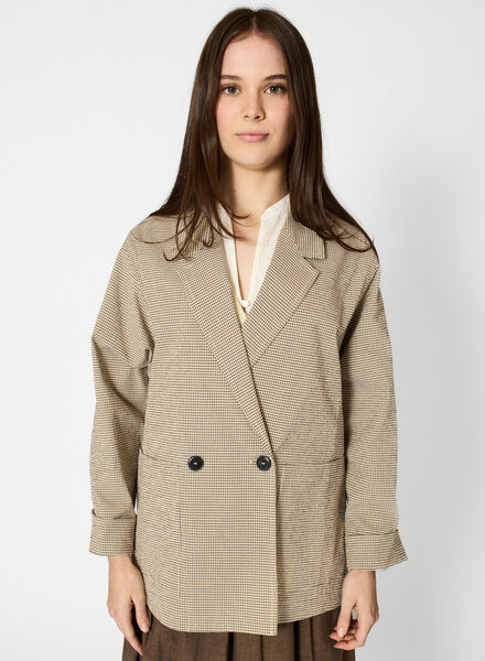 Pomandere Cotton Micro-Check Jacket Chalk