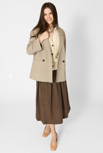 Pomandere Cotton Micro-Check Jacket Chalk