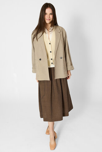 Pomandere Cotton Micro-Check Jacket Chalk