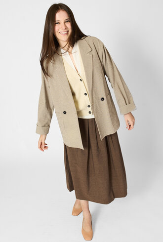 Pomandere Cotton Micro-Check Jacket Chalk