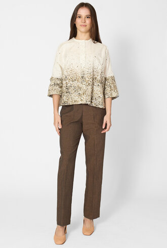 Pomandere  Printed Poplin Shirt Dove Gray