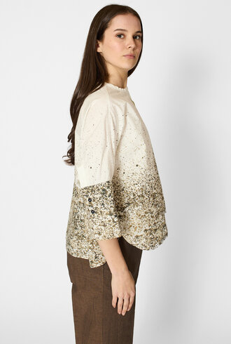 Pomandere  Printed Poplin Shirt Dove Gray