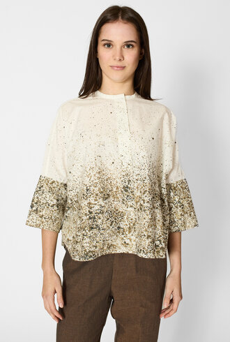Pomandere  Printed Poplin Shirt Dove Gray