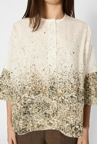 Pomandere  Printed Poplin Shirt Dove Gray