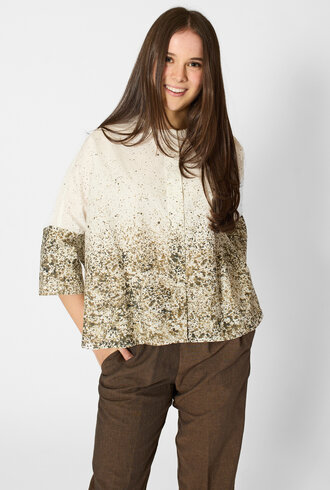 Pomandere  Printed Poplin Shirt Dove Gray