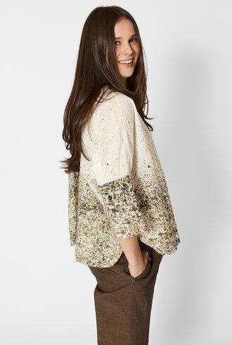 Pomandere  Printed Poplin Shirt Dove Gray