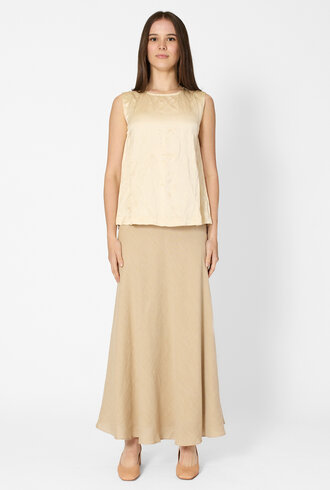 Pomandere Viscose Satin Top Chalk