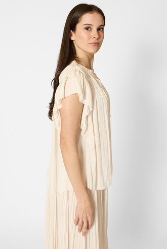 Ulla Johnson Agosta Flutter Sleeves Top Cowrie