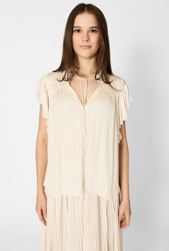Ulla Johnson Agosta Flutter Sleeves Top Cowrie