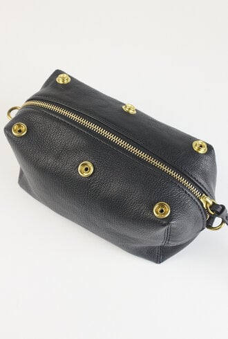 Jerome Dreyfuss Lucky Case Goatskin Lame Noir Grain