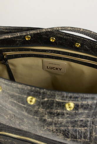 Jerome Dreyfuss Lucky Hobo Large Imprint Croco Grunge Sheepskin