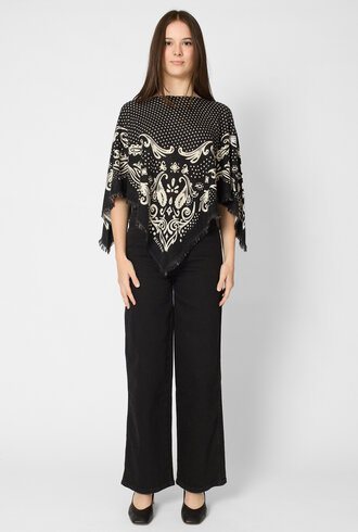 Kujten Polka Dot Cashmere Poncho Noir