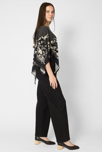 Kujten Polka Dot Cashmere Poncho Noir