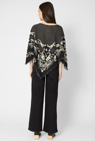 Kujten Polka Dot Cashmere Poncho Noir