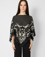 Kujten Polka Dot Cashmere Poncho Noir