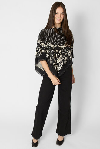 Kujten Polka Dot Cashmere Poncho Noir