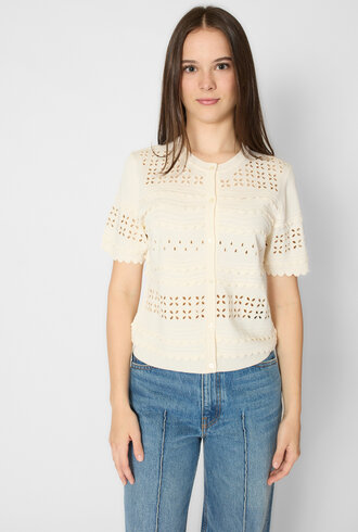 Ulla Johnson Abriana Eyelet Cardigan Cowrie