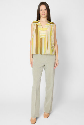 Pomandere Stiped Cotton and Silk Shirt Topaz