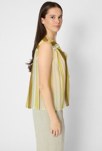 Pomandere Stiped Cotton and Silk Shirt Topaz