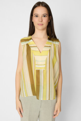 Pomandere Stiped Cotton and Silk Shirt Topaz