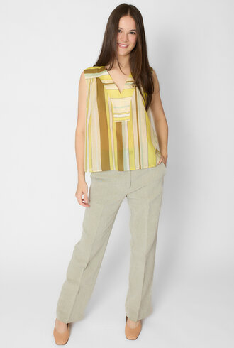 Pomandere Stiped Cotton and Silk Shirt Topaz