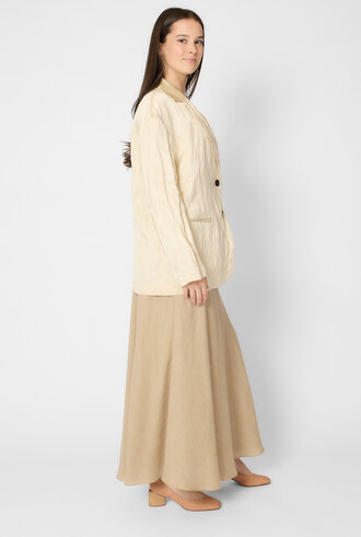 Pomandere Crinkled Viscose Satin Jacket Chalk