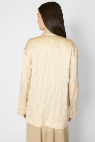 Pomandere Crinkled Viscose Satin Jacket Chalk