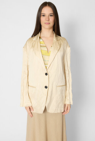 Pomandere Crinkled Viscose Satin Jacket Chalk
