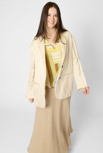 Pomandere Crinkled Viscose Satin Jacket Chalk