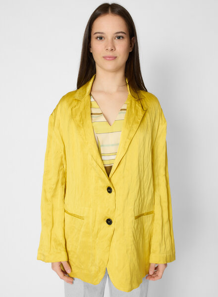 Pomandere Crinkled Viscose Satin Jacket Topaz