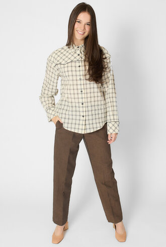 Pomandere Cotton Madras Shirt Butter