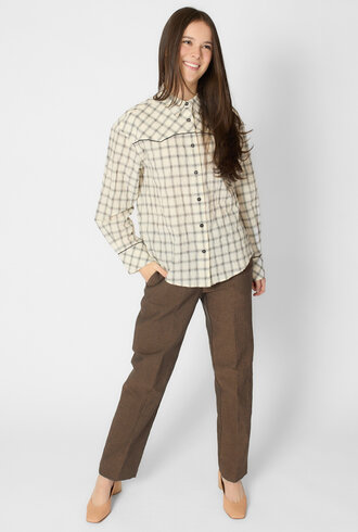 Pomandere Cotton Madras Shirt Butter