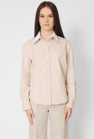 WE-AR4 The Layered Shirt Beige Stripe