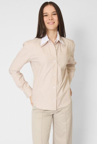 WE-AR4 The Layered Shirt Beige Stripe